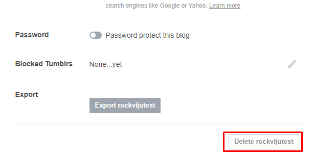 Delete Tumblr Blog without deleteing the Account