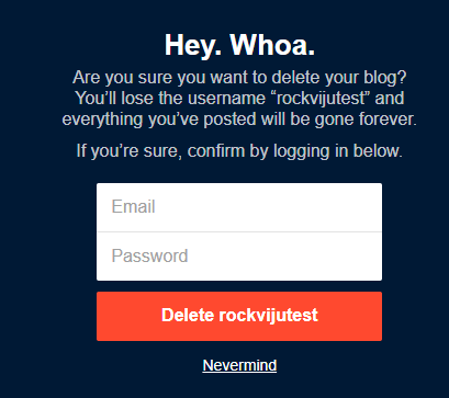 Final Confirmation for Deleting Tumblr Blog