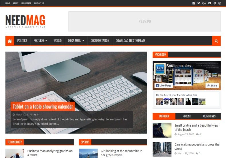 Need Mag Free Blogger Template