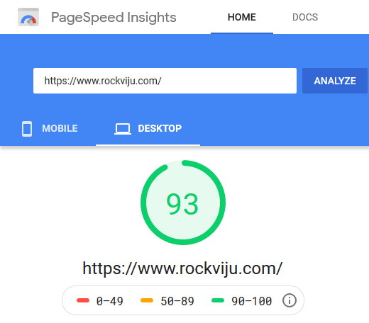 RockViju com Google PageSpeed Insight