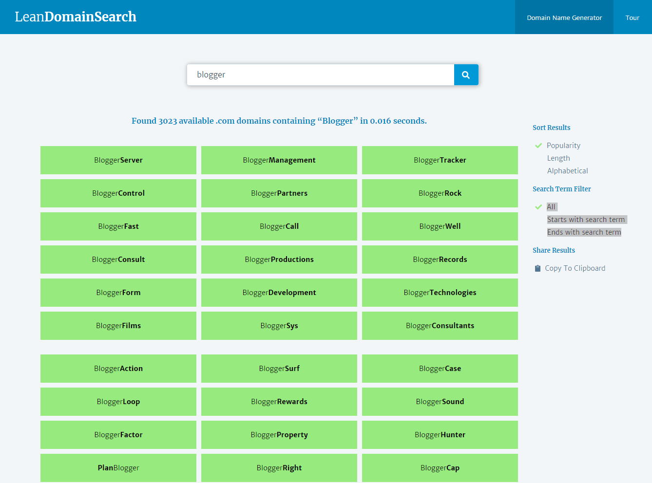 lean domain search-generator-tool